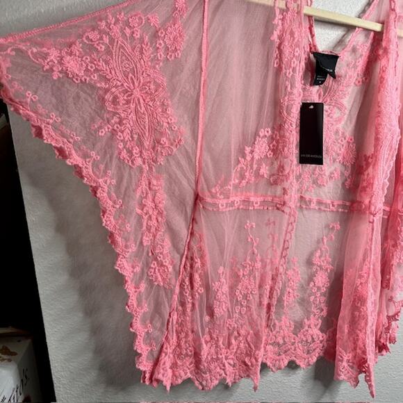 Liv Los Angeles New Peach Lace Swimsuit Cover Size Medium - Picture 9 of 15